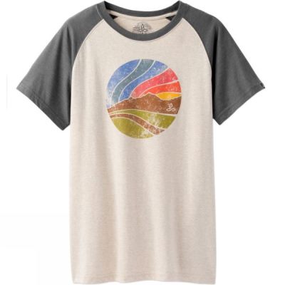 Tee PrAna Sunset Raglan Hombre - Beige / Gris - Chile ZAL728461